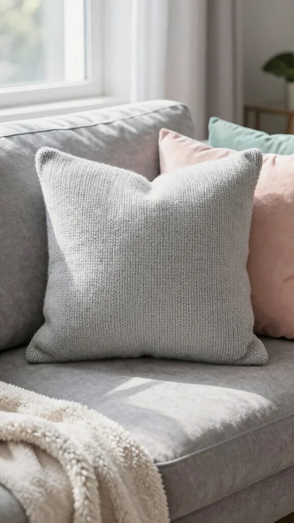 10 Light Grey Couch Pillow Ideas for a Soft and Stylish Living Room Look - 1. Textured Knitted Pillows 1