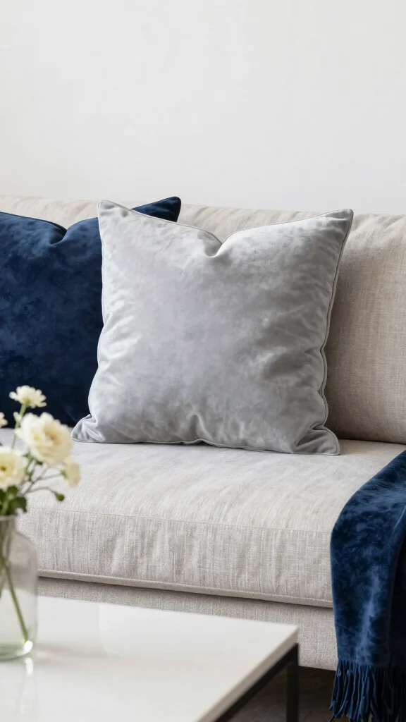 10 Light Grey Couch Pillow Ideas for a Soft and Stylish Living Room Look - 3. Soft Velvet Pillows 1