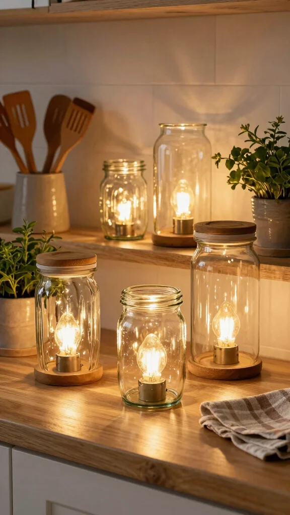 10 Light Lamp Design Ideas for Modern and Eye-Catching Interiors - 3. Upcycled Glass Jar Lamps 1