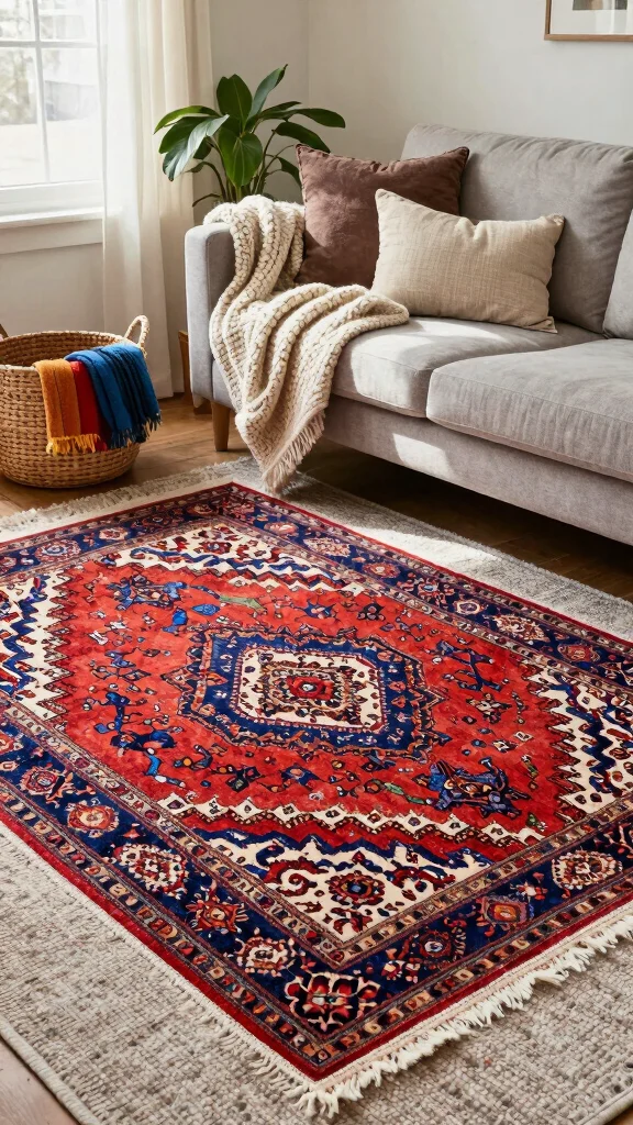 10 Persian Rug Aesthetic Ideas for a Cozy and Collected Home Style - 1. Layer Your Textiles 1