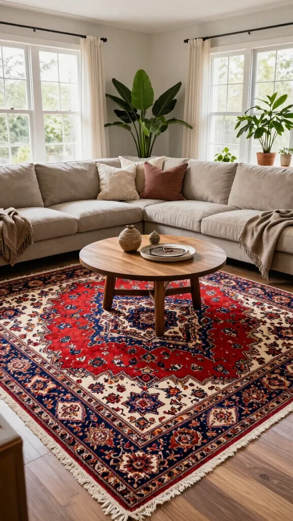 10 Persian Rug Aesthetic Ideas for a Cozy and Collected Home Style - 2. Use as a Central Focal Point 1