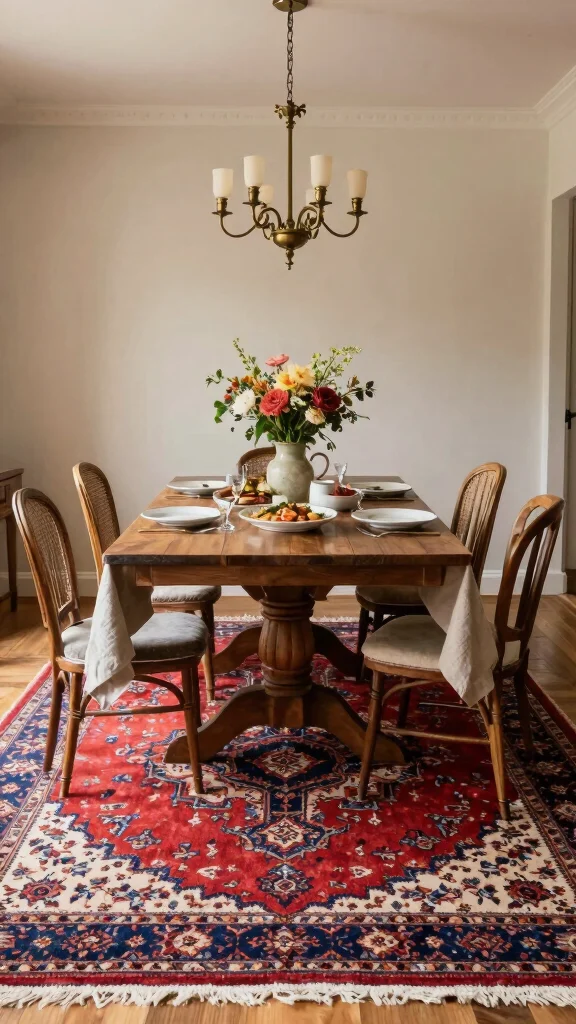 10 Persian Rug Aesthetic Ideas for a Cozy and Collected Home Style - 5. Frame Your Dining Space 1