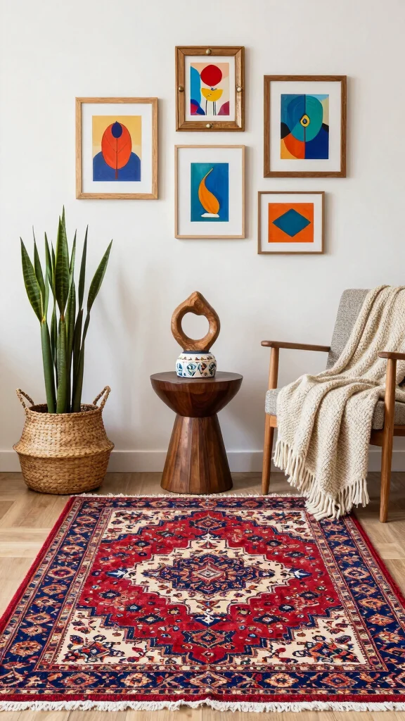 10 Persian Rug Aesthetic Ideas for a Cozy and Collected Home Style - 6. Accessorize with Eclectic Home Accents 1