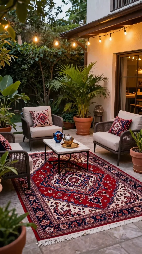 10 Persian Rug Aesthetic Ideas for a Cozy and Collected Home Style - 7. Embrace Outdoor Spaces 1