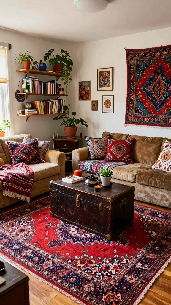 10 Red Persian Rug Ideas to Add Depth and Classic Character - 5. Eclectic Accents 1