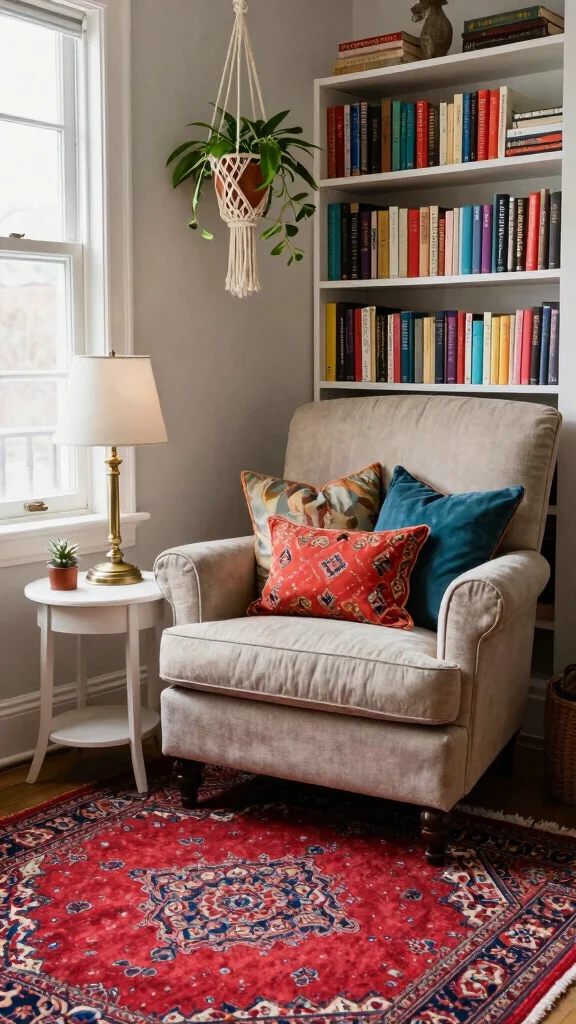 10 Red Vintage Rug Ideas for a Bold and Collected Interior Look - 1. Create a Cozy Reading Nook 1