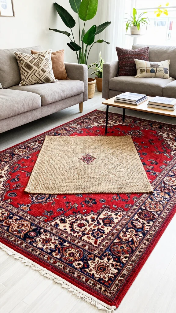 10 Red Vintage Rug Ideas for a Bold and Collected Interior Look - 2. Layering for Textured Depth 1
