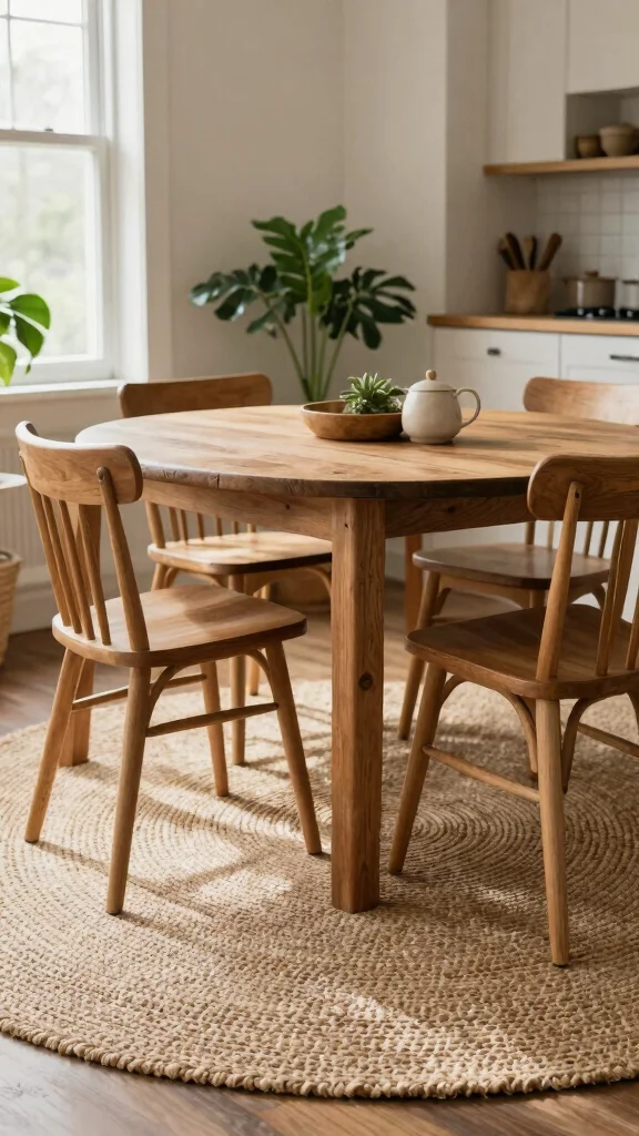 10 Round Rug Under Kitchen Table Ideas for a Balanced and Cozy Dining Area - 1. Earthy Jute Rugs for a Natural Look 1