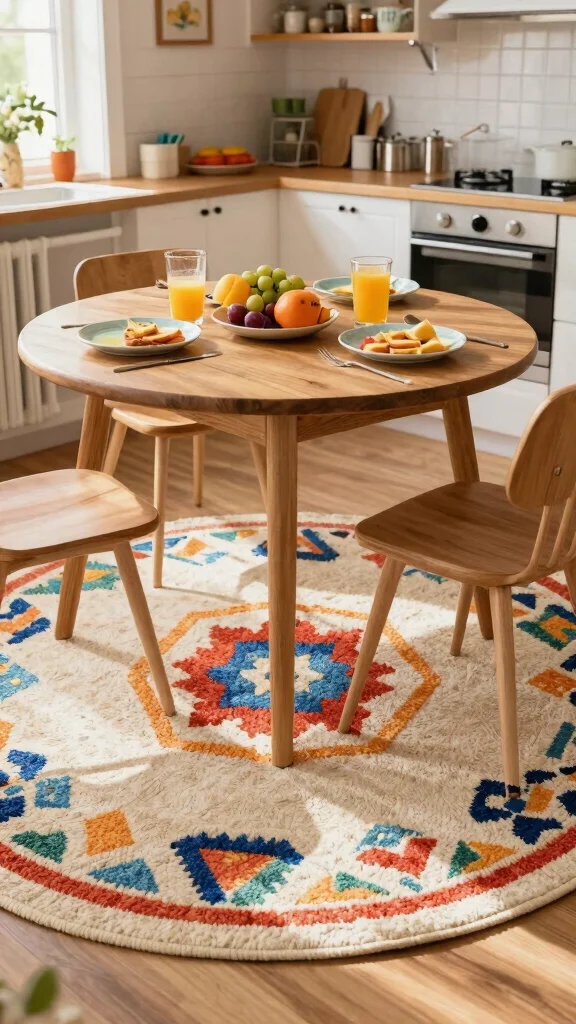 10 Round Rug Under Kitchen Table Ideas for a Balanced and Cozy Dining Area - 2. Soft Cotton Rugs for Comfort 1