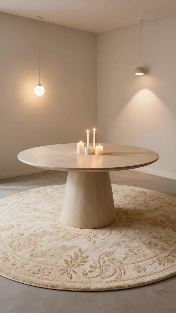 10 Round Rug Under Kitchen Table Ideas for a Balanced and Cozy Dining Area - 3. Stylish Wool Rugs for Warmth 1