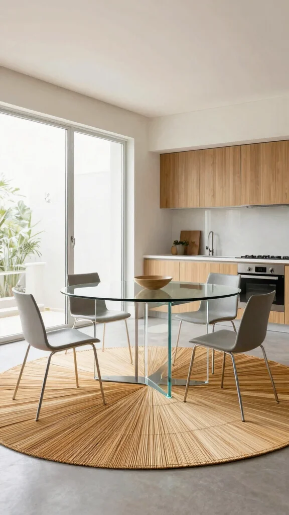10 Round Rug Under Kitchen Table Ideas for a Balanced and Cozy Dining Area - 4. Eco-Friendly Bamboo Rugs for a Modern Edge 1