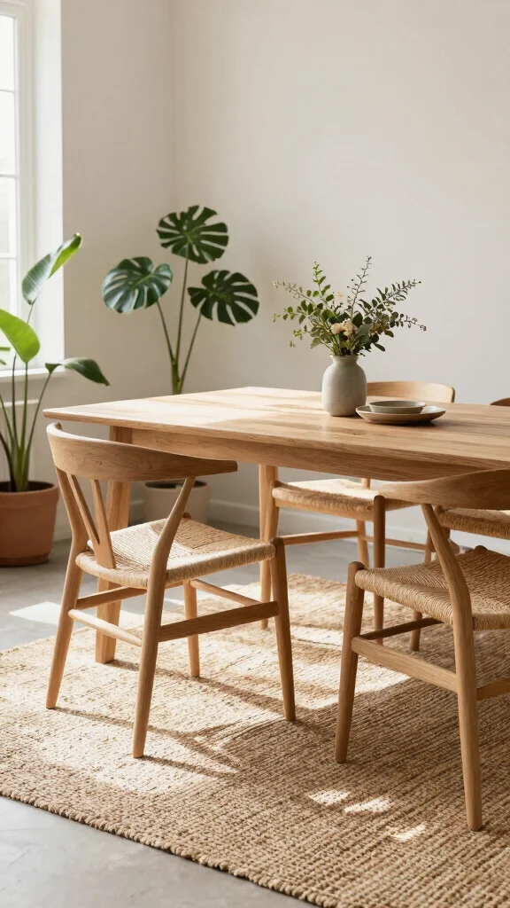 10 Rug Under Dining Table Ideas for Better Proportion and Style - 3. Natural Fiber Rugs 1