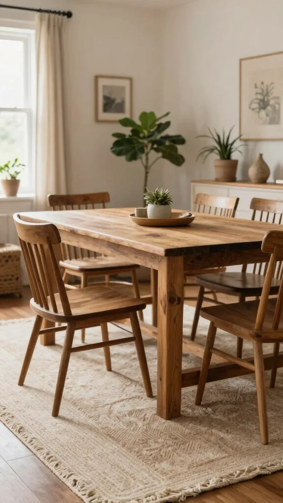 10 Rug Under Dining Table Ideas for Better Proportion and Style - 6. Neutral Earth Tones 1