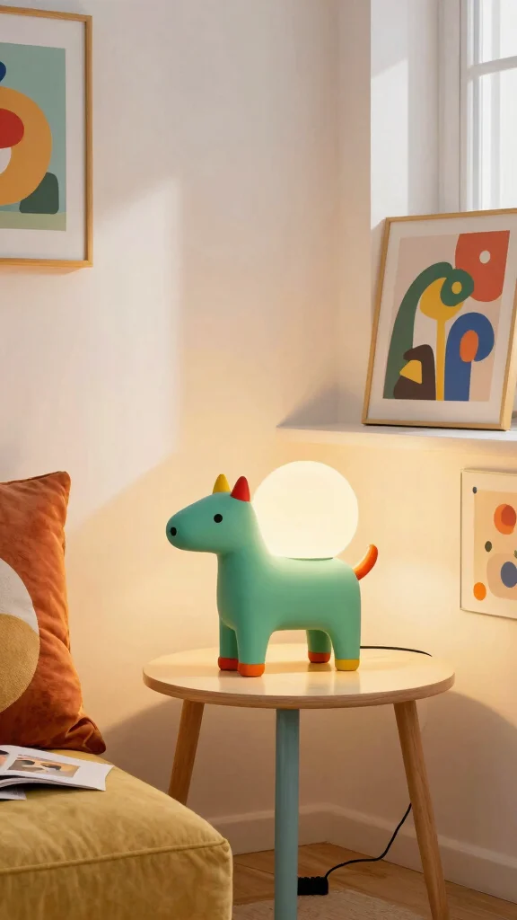 10 Small Table Lamp Ideas for Compact and Cozy Corners - 4. Colorful Accent Lamp 1