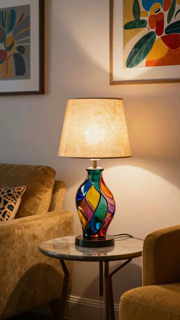 10 Small Table Lamp Ideas for Compact and Cozy Corners - 7. Artistic Table Lamp 1