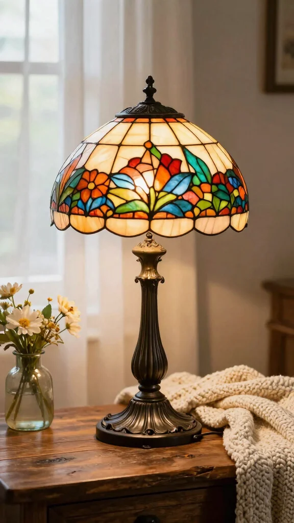 10 Stained Glass Lamp Shades Ideas for Colorful and Elegant Lighting - 1. Floral Fantasy 1