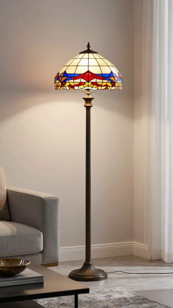 10 Stained Glass Lamp Shades Ideas for Colorful and Elegant Lighting - 2. Geometric Glam 1