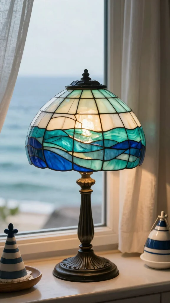 10 Stained Glass Lamp Shades Ideas for Colorful and Elegant Lighting - 5. Oceanic Inspiration 1