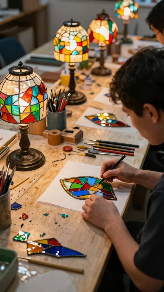 10 Stained Glass Lamp Shades Ideas for Colorful and Elegant Lighting - 9. Customized Creations 1