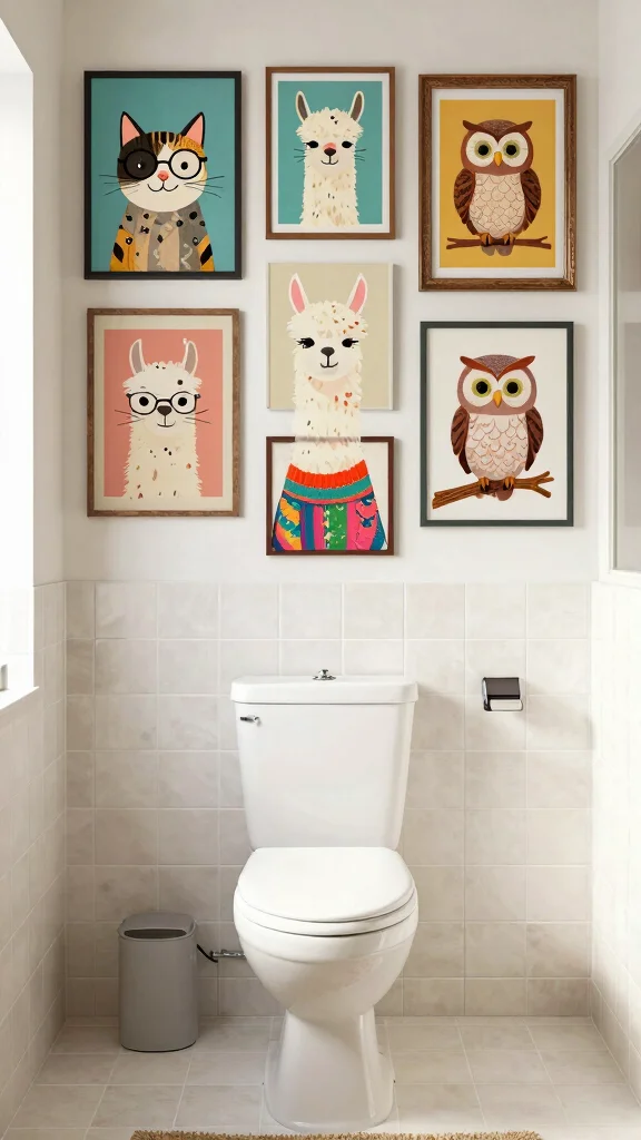 10 Toilet Wall Art Ideas to Make a Small Space Feel Fun and Finished - 1. Playful Animal Prints 1