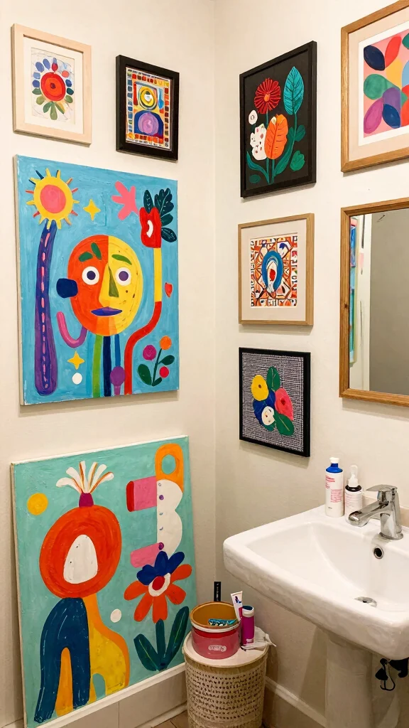 10 Toilet Wall Art Ideas to Make a Small Space Feel Fun and Finished - 10. Fun DIY Art Projects 1