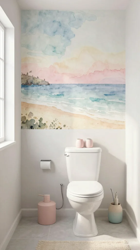 10 Toilet Wall Art Ideas to Make a Small Space Feel Fun and Finished - 4. Whimsical Watercolors 1
