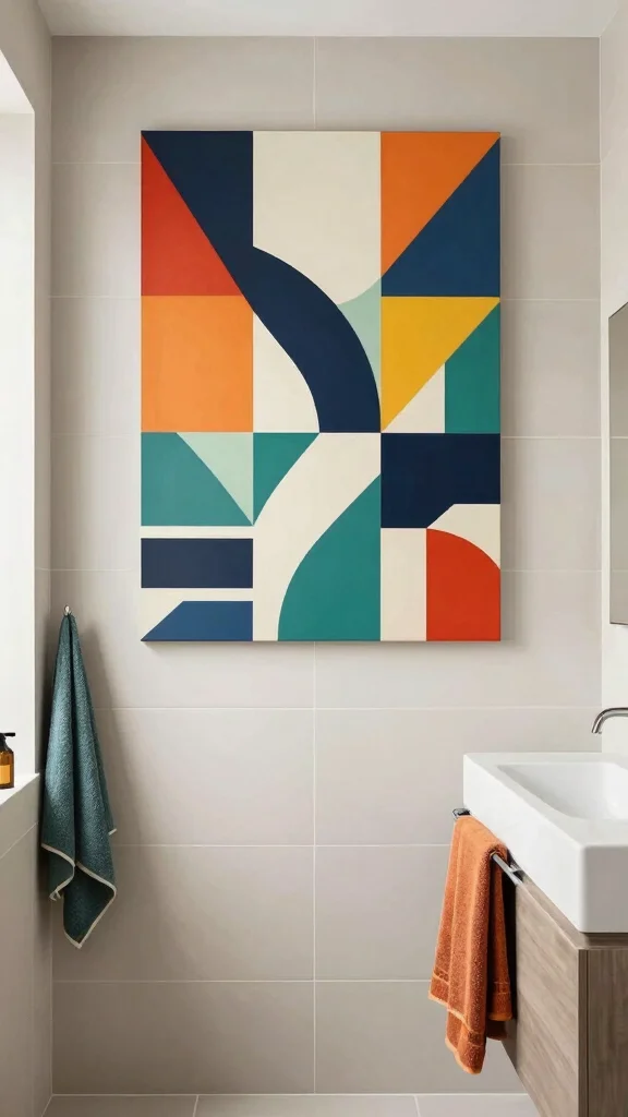 10 Toilet Wall Art Ideas to Make a Small Space Feel Fun and Finished - 5. Bold Geometric Prints 1
