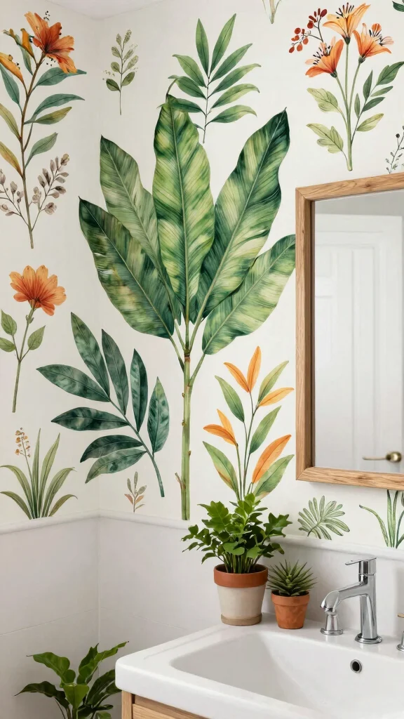10 Toilet Wall Art Ideas to Make a Small Space Feel Fun and Finished - 6. Nature-Inspired Art 1