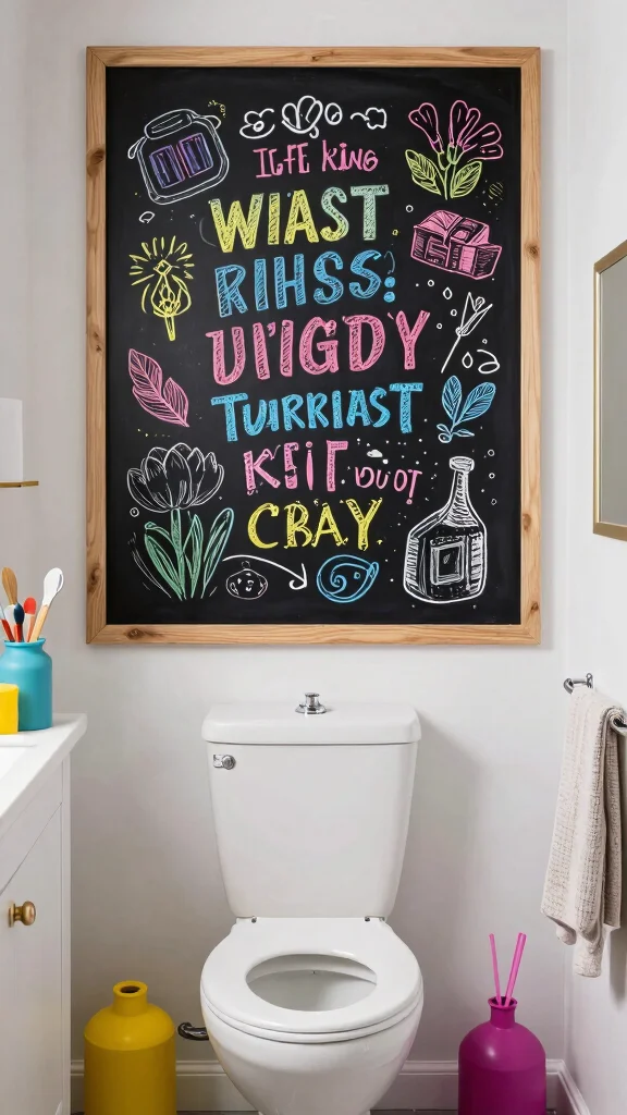 10 Toilet Wall Art Ideas to Make a Small Space Feel Fun and Finished - 7. Interactive Chalkboard Art 1
