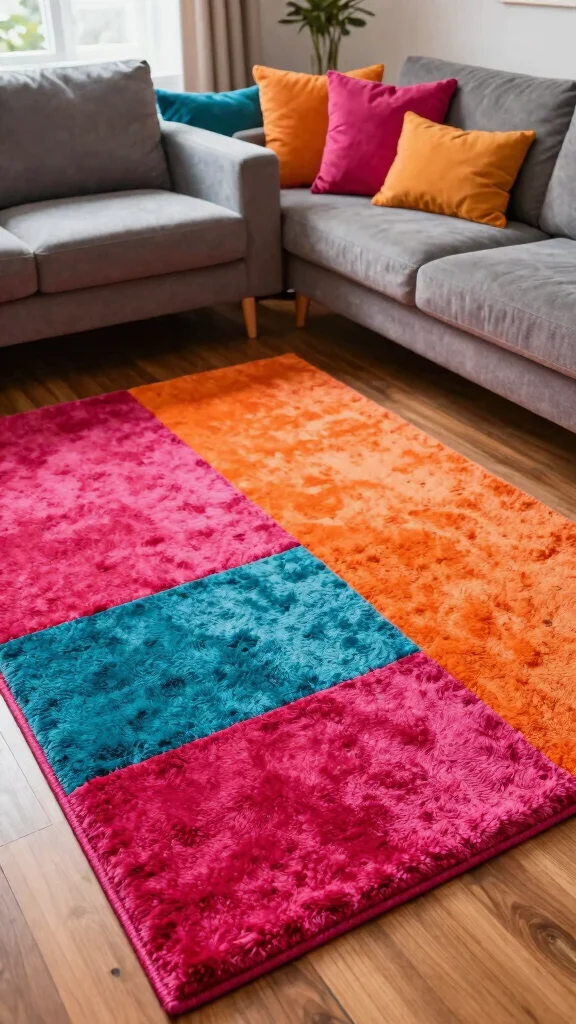 10 Tufted Rug Design Ideas for Bold and Creative Handmade Decor - 5. Bold Color Block Designs 1