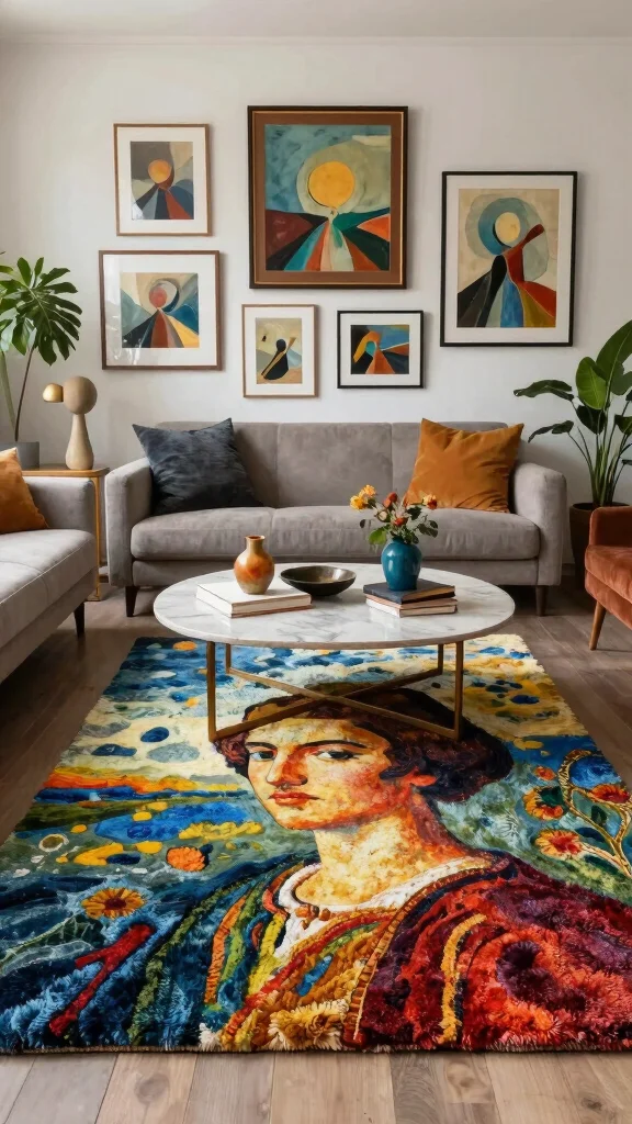 10 Tufted Rug Design Ideas for Bold and Creative Handmade Decor - 6. Art-Inspired Rugs 1
