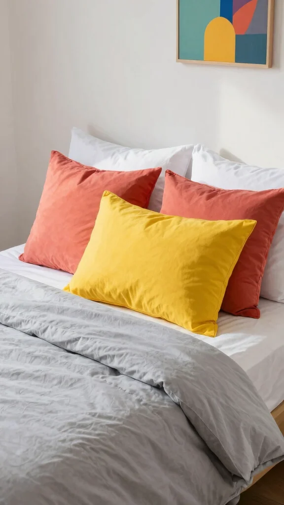 10 Twin Bed Pillow Arrangement Ideas for a Neat and Stylish Bedroom - 4. Color Pop 1