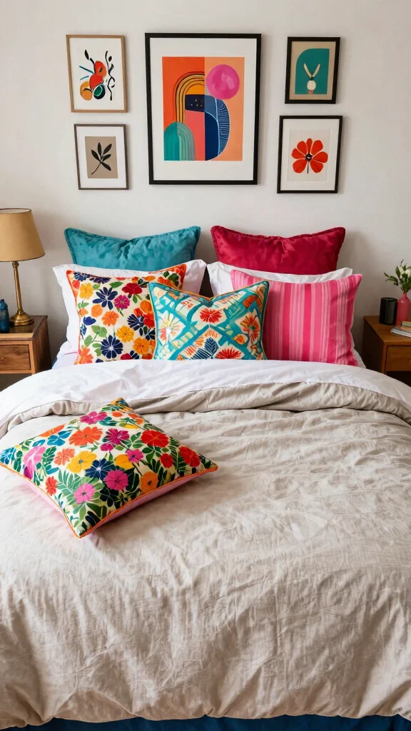 10 Twin Bed Pillow Arrangement Ideas for a Neat and Stylish Bedroom - 9. Eclectic Mix 1