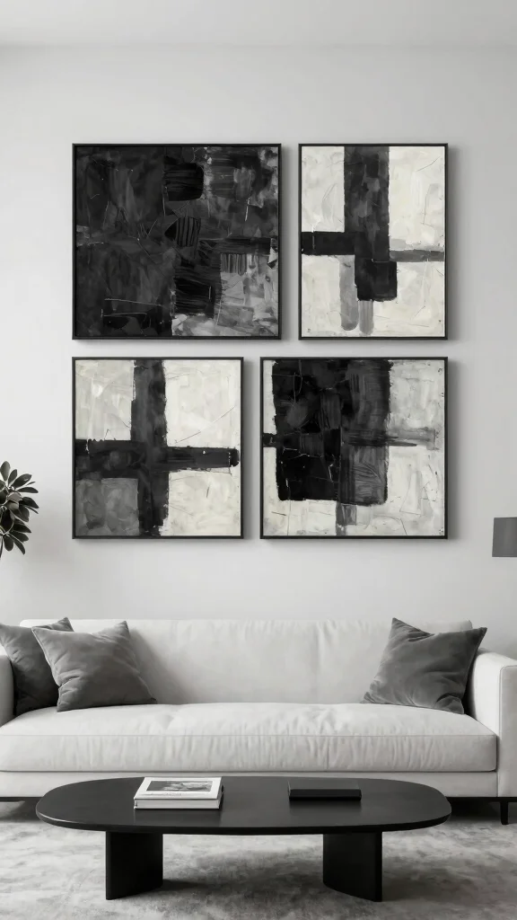 11 3 Set Paintings Wall Art Ideas for a Balanced and Elegant Display - 3. Monochrome Magic 1