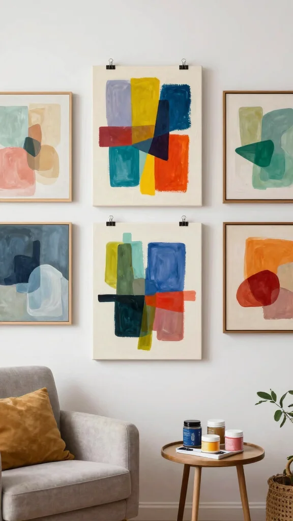 11 3 Set Paintings Wall Art Ideas for a Balanced and Elegant Display - 5. Artistic Layers 1