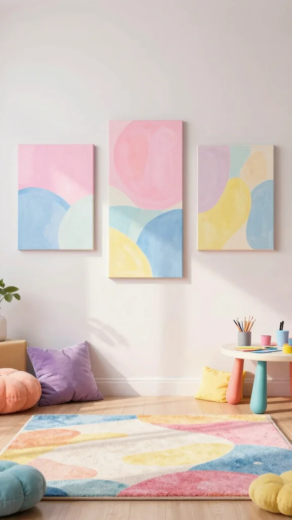 11 3 Set Paintings Wall Art Ideas for a Balanced and Elegant Display - 7. Playful Pastels 1