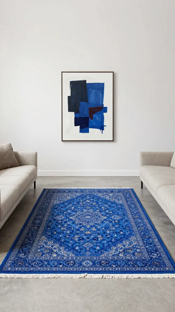 11 Blue Persian Rug Ideas for a Calm and Elegant Statement - 10. Embrace Minimalism with a Statement Piece 1