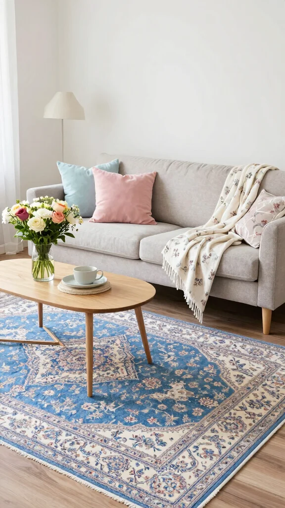 11 Blue Persian Rug Ideas for a Calm and Elegant Statement - 11. Seasonal Refresh 1