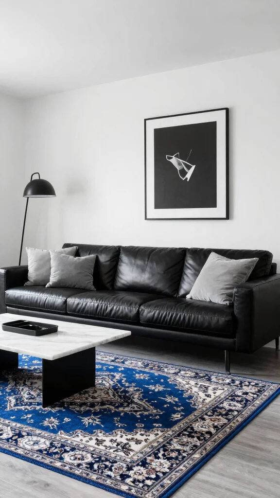 11 Blue Persian Rug Ideas for a Calm and Elegant Statement - 2. Monochrome Magic 1
