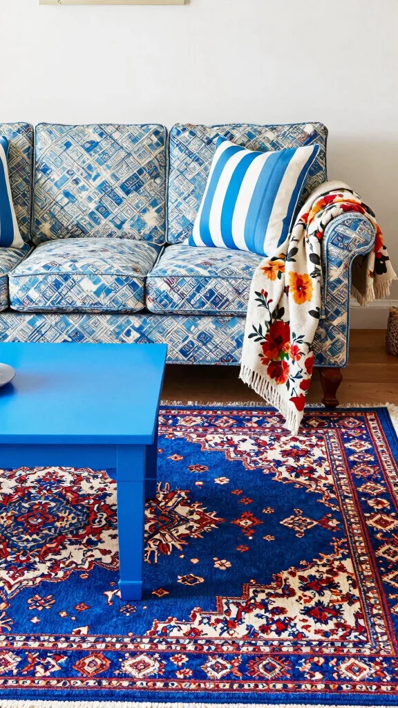 11 Blue Persian Rug Ideas for a Calm and Elegant Statement - 5. Mix Patterns with Caution 1