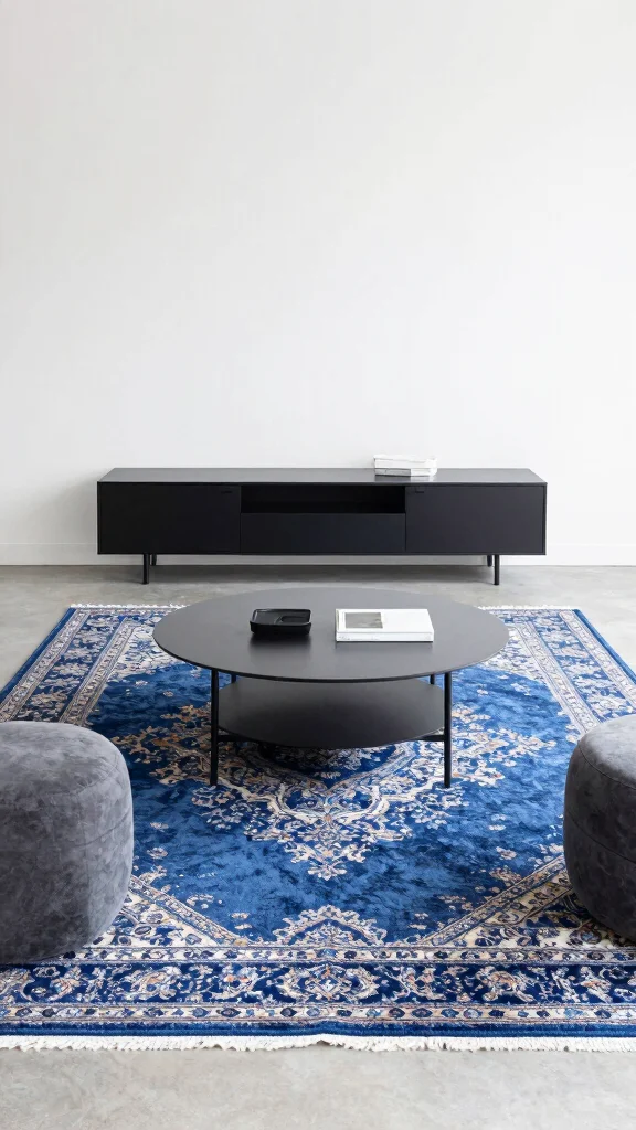 11 Blue Persian Rug Ideas for a Calm and Elegant Statement - 9. Functional Furniture 1