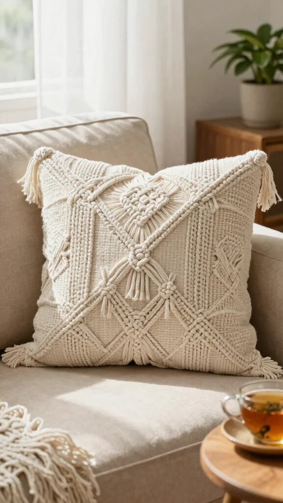11 Boho Pillow Covers Ideas for a Relaxed and Stylish Home Look - 1. Macramé Magic 1