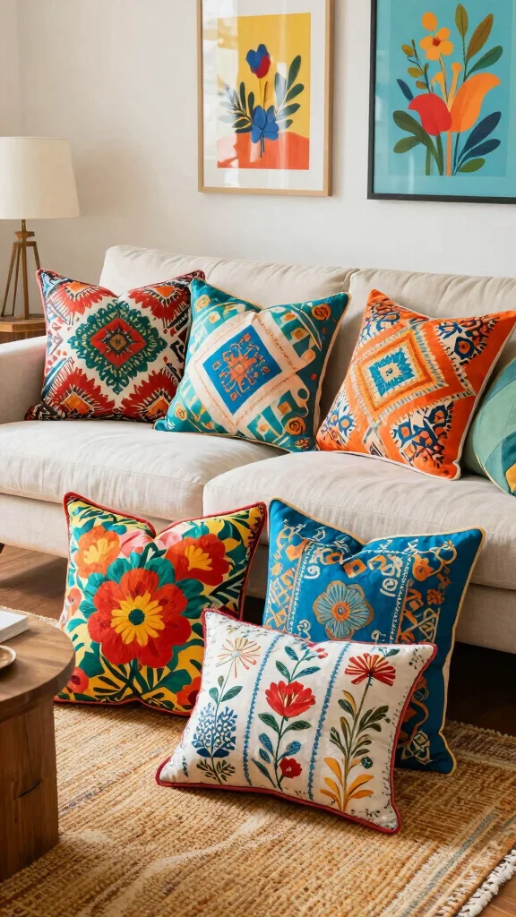 11 Boho Pillow Covers Ideas for a Relaxed and Stylish Home Look - 3. Vibrant Patterns 1