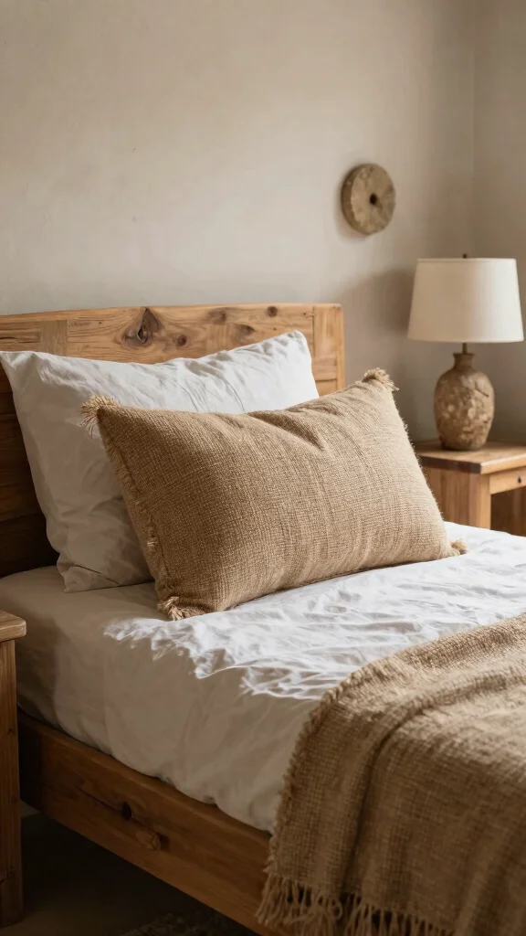 11 Bolster Pillow on Bed Ideas for a Layered and Elegant Bedroom Setup - 8. Adding Natural Elements for a Rustic Touch 1