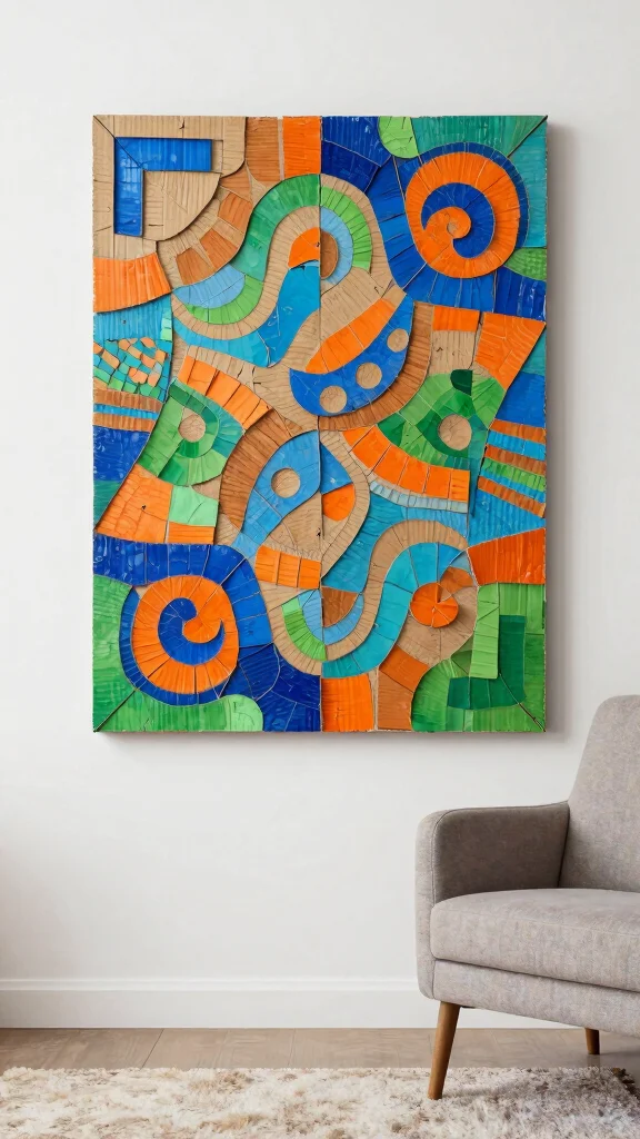 11 Cardboard DIY Wall Art Ideas That Look Surprisingly Stylish - 5. Cardboard Mosaic Art 1