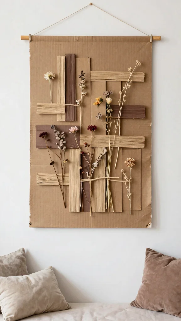 11 Cardboard DIY Wall Art Ideas That Look Surprisingly Stylish - 9. Cardboard Wall Hanging Tapestry 1