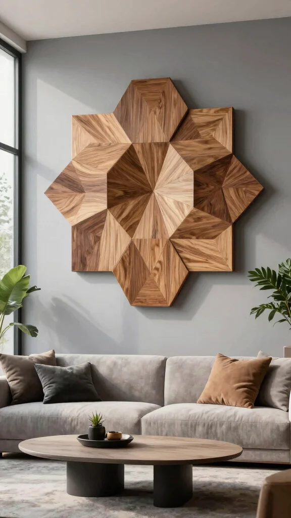 11 Carved Wood Wall Art Ideas for Warm and Timeless Decor - 2. Geometric Patterns for a Modern Touch 1