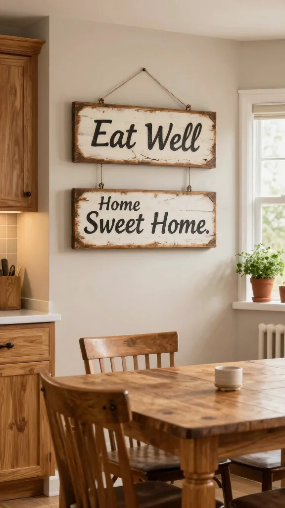11 Carved Wood Wall Art Ideas for Warm and Timeless Decor - 3. Vintage-Inspired Signs 1