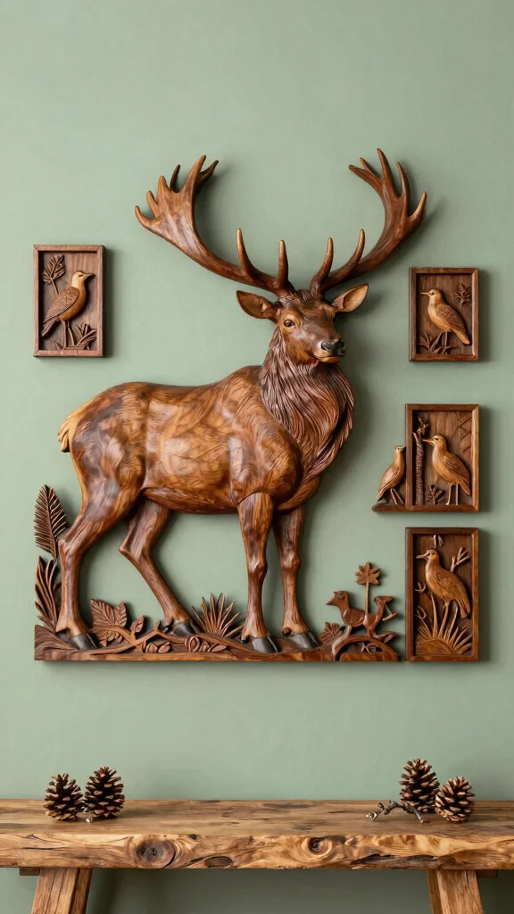 11 Carved Wood Wall Art Ideas for Warm and Timeless Decor - 4. Rustic Wildlife Art 1