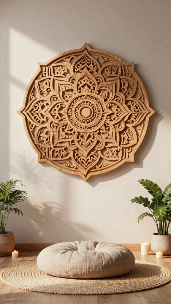 11 Carved Wood Wall Art Ideas for Warm and Timeless Decor - 5. Mandala Designs for Bohemian Vibes 1